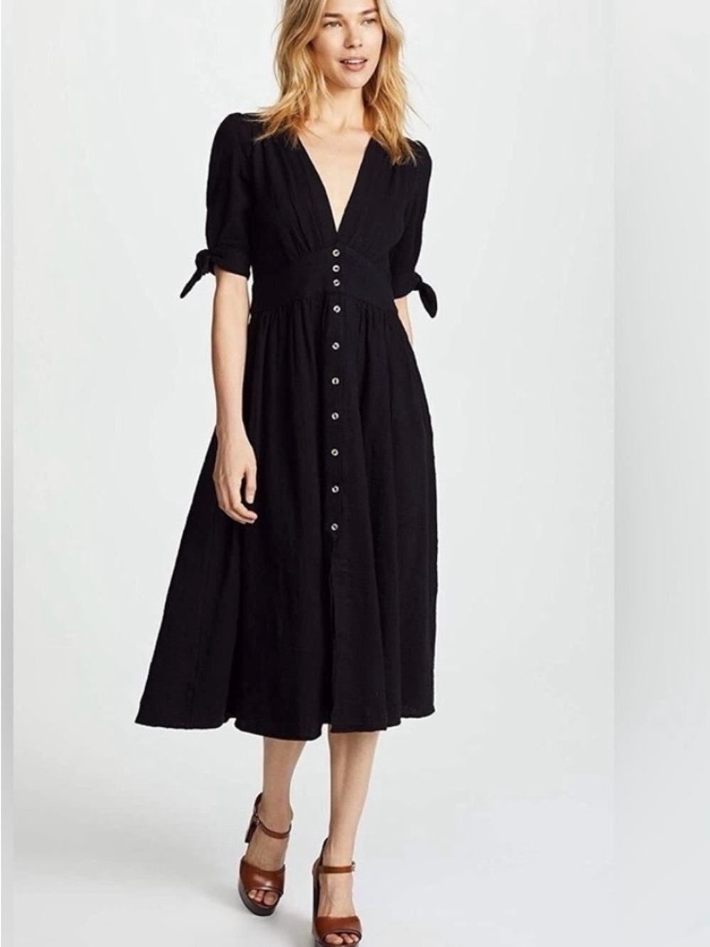 NWT Free People Love of My Life MIDI Dress Black Size L